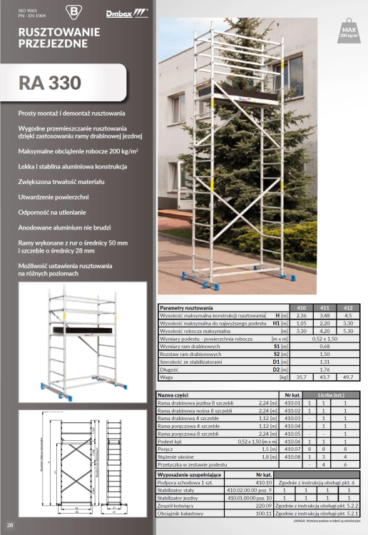 Rusztowanie aluminiowe DRABEX RA330