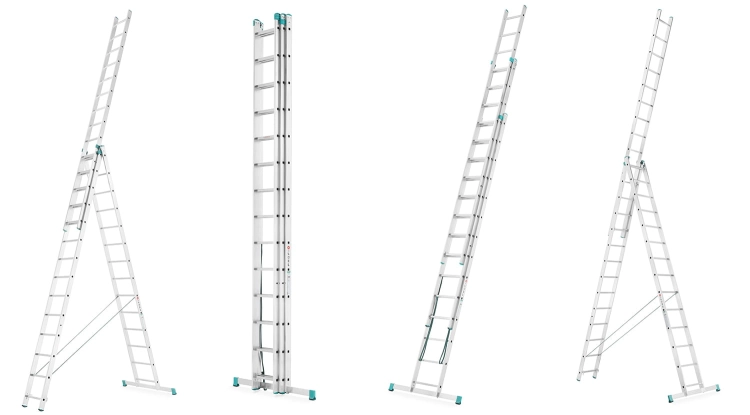 Drabina aluminiowa 3x14 wielofunkcyjna MOCNA 9,09 m uniwersalna udźwig 150kg