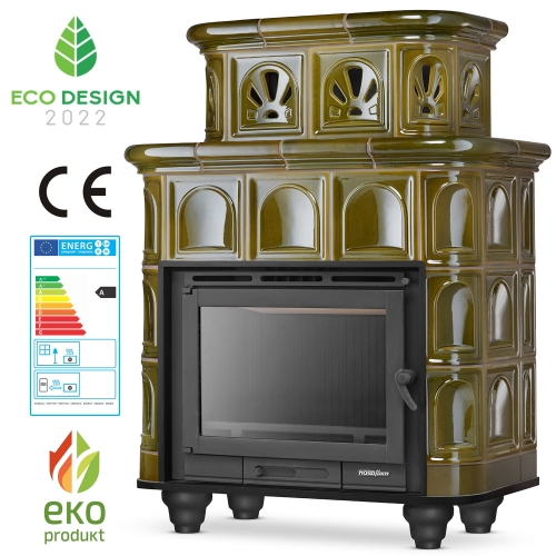 Piec kominek piecyk koza kaflowy ceramiczny obudowa kominkowa SALZBURG kolor pistacjowy