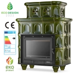 Piec kominek piecyk koza kaflowy ceramiczny obudowa kominkowa SALZBURG kolor zielony