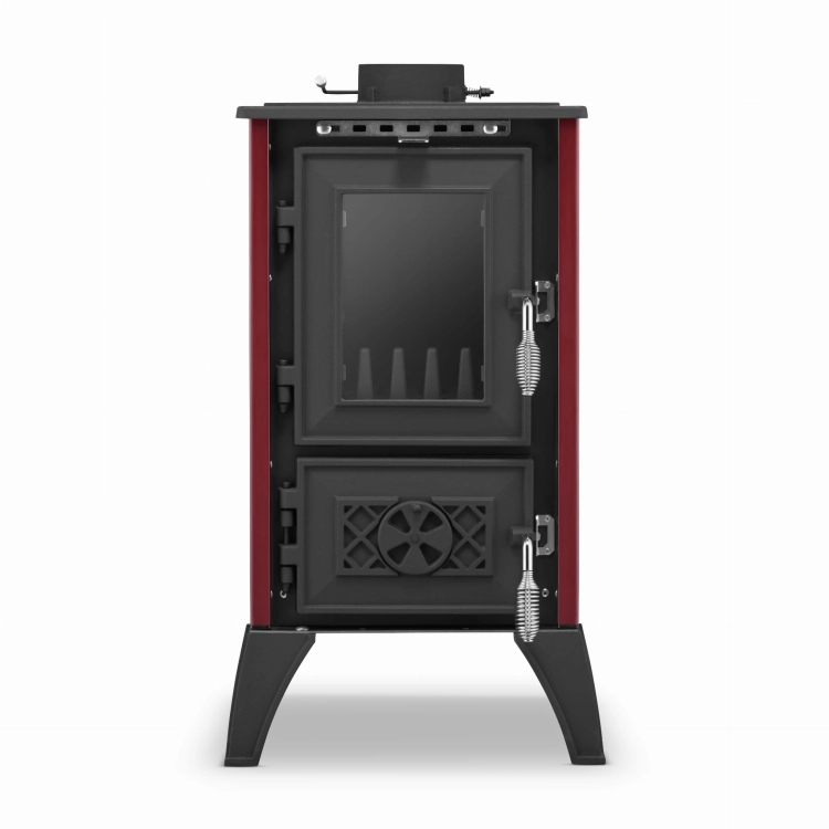 Piec kominek żeliwny koza z fajerką płytą grzewczą IGLO 805 bordowy