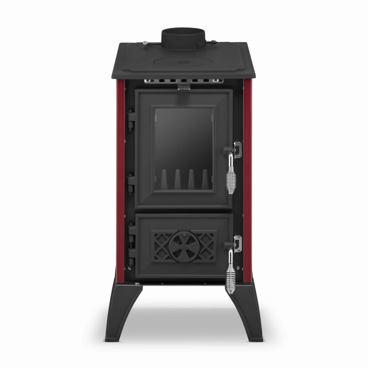 Piec kominek żeliwny koza z fajerką płytą grzewczą IGLO 805 bordowy