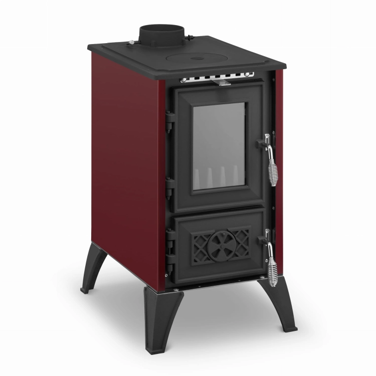 Piec kominek żeliwny koza z fajerką płytą grzewczą IGLO 805 bordowy
