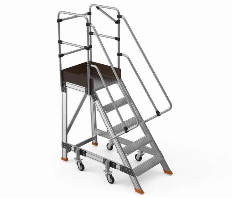 Drabina magazynowa podest jezdny HIGHER 87-YPRO 8704-Y 4 stopnie + podest