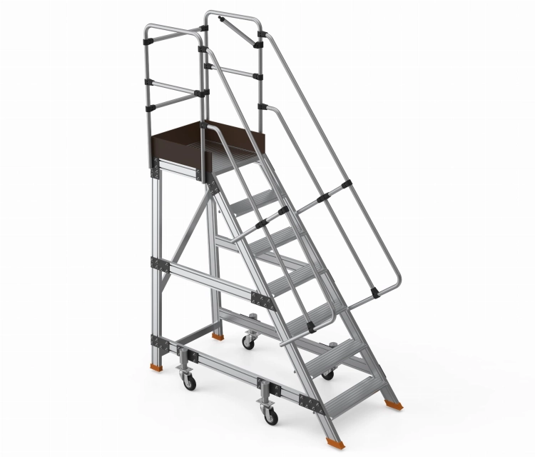 Drabina magazynowa podest jezdny HIGHER 87-YPRO 8706-Y 6 stopni + podest