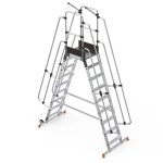 Schody magazynowe dwustronne 8 stopnie + podest mostek z wejściem dwustronnym