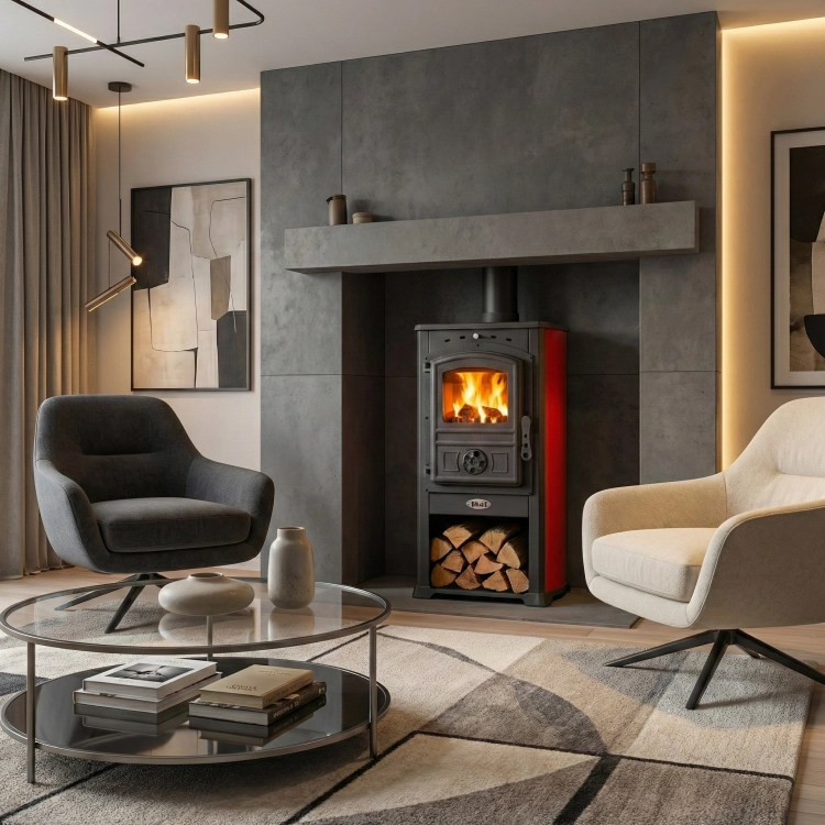 Piec kominek koza szamotowy żeliwny MODENA 4.0 BLIST 7,4 kW A+