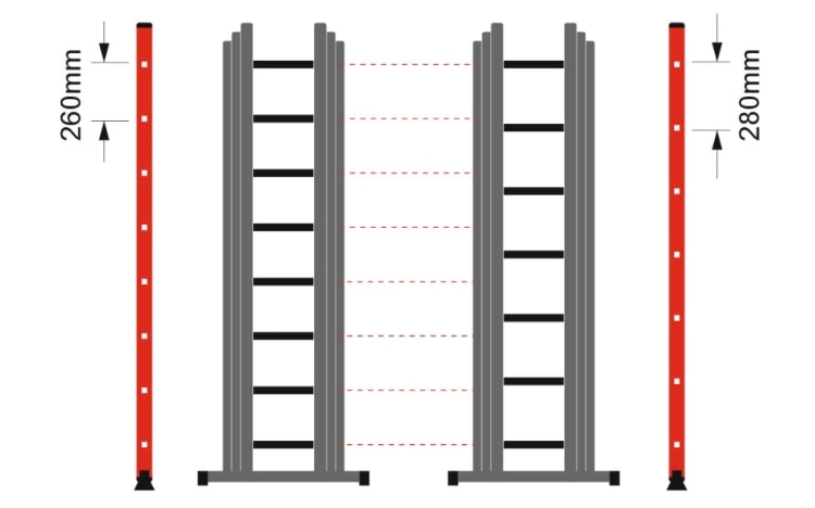 Drabina aluminiowa 3x7 HIGHER z adaptacją na schody ML-607 na 150 kg