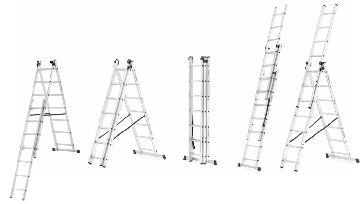Drabina aluminiowa 3x7 HIGHER z adaptacją na schody ML-607 na 150 kg