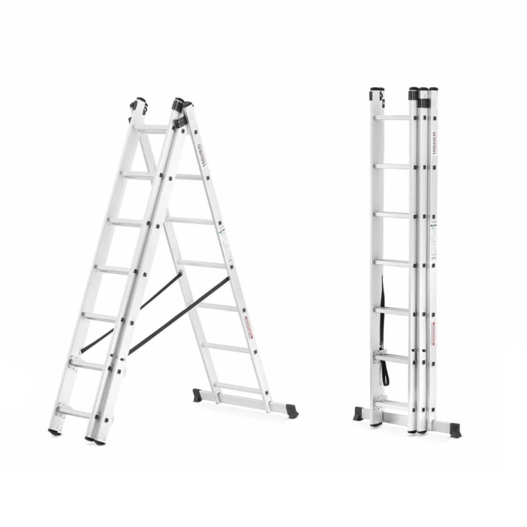 Drabina aluminiowa 3x7 HIGHER z adaptacją na schody ML-607 na 150 kg