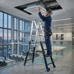 Drabina aluminiowa przegubowa teleskopowa Gierre 4+4 wielofunkcyjna na schody 150 kg 5 m EN-131