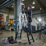 Drabina aluminiowa przegubowa teleskopowa Gierre 4+4 wielofunkcyjna na schody 150 kg 5 m EN-131