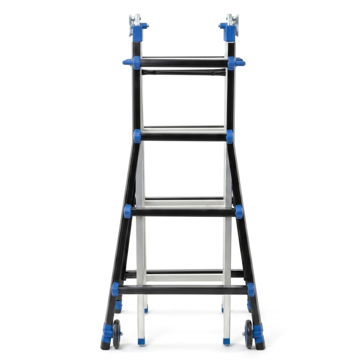 Drabina aluminiowa przegubowa teleskopowa Gierre 4+4 wielofunkcyjna na schody 150 kg 5 m EN-131