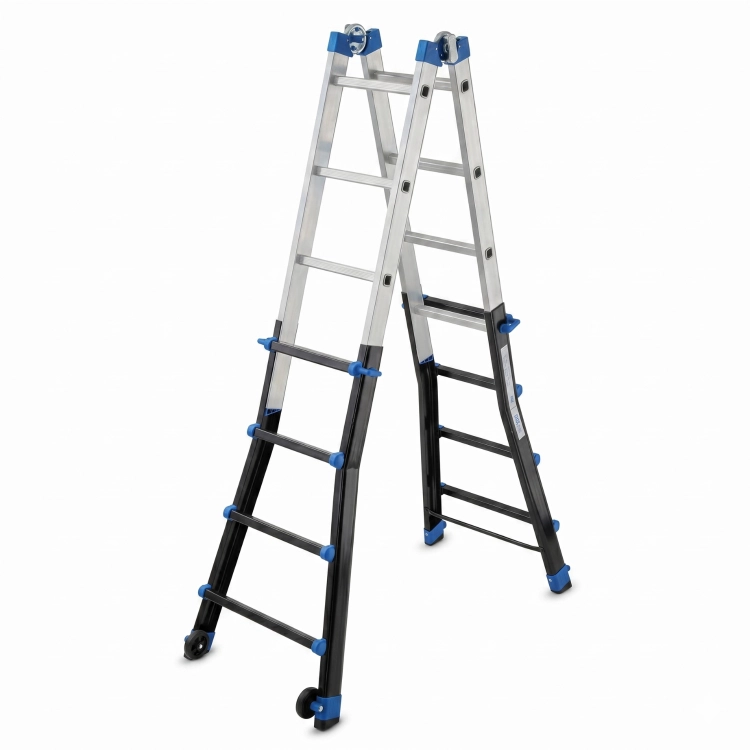 Drabina aluminiowa przegubowa teleskopowa Gierre 4+4 wielofunkcyjna na schody 150 kg 5 m EN-131