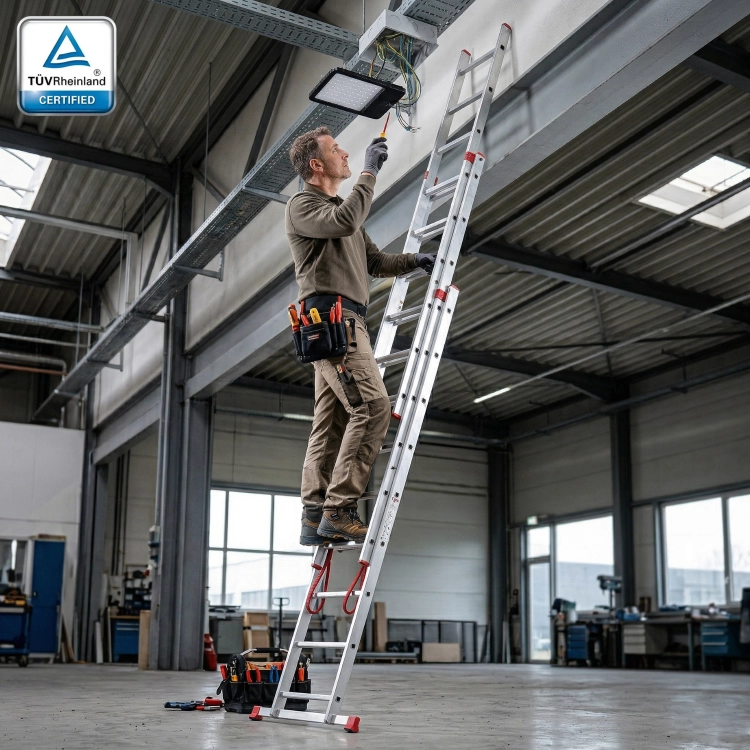 Drabina aluminiowa uniwersalna 3x9 HIGHER Professional na schody - 6,19 m