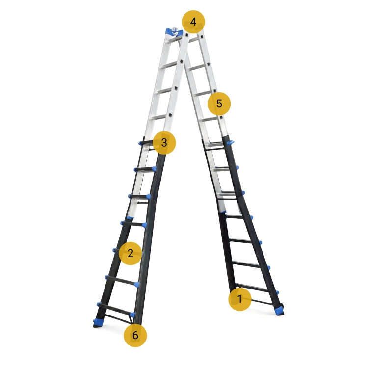 Drabina Teleskopowa HIGHER 7+7 wielofunkcyjna na schody 8m EN131