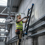 Drabina aluminiowa przegubowa teleskopowa Gierre 7+7 wielofunkcyjna na schody 150 kg 8,20 m EN-131