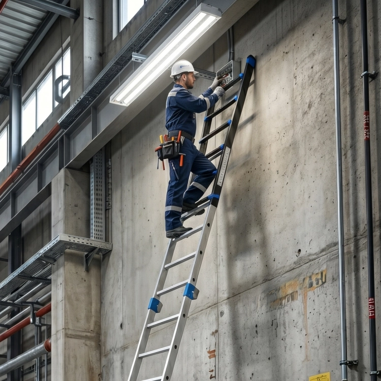Drabina aluminiowa przegubowa teleskopowa Gierre 7+7 wielofunkcyjna na schody 150 kg 8,20 m EN-131
