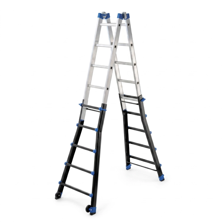 Drabina aluminiowa przegubowa teleskopowa Gierre 5+5 wielofunkcyjna na schody 150 kg 6 m EN-131