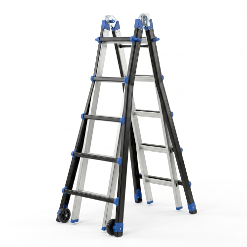 Drabina aluminiowa przegubowa teleskopowa Gierre 5+5 wielofunkcyjna na schody 150 kg 6 m EN-131