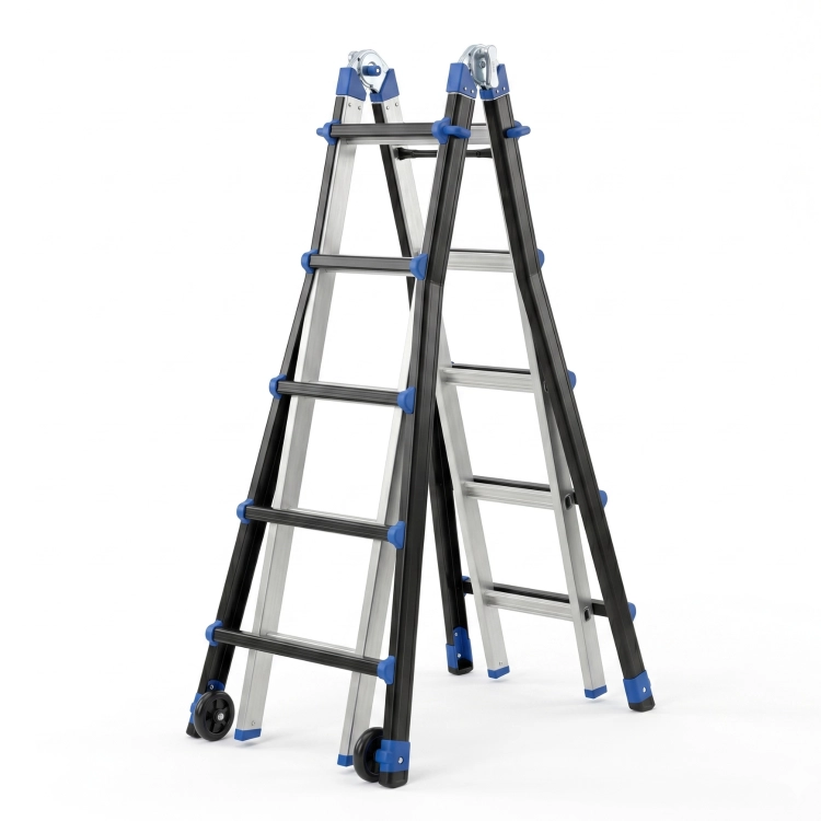 Drabina aluminiowa przegubowa teleskopowa Gierre 5+5 wielofunkcyjna na schody 150 kg 6 m EN-131