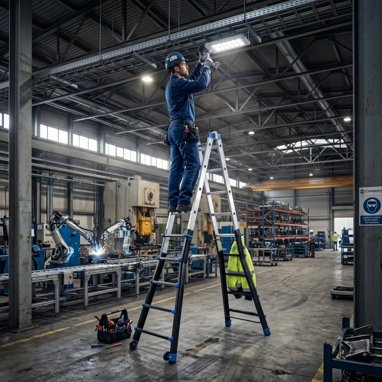 Drabina aluminiowa przegubowa teleskopowa Gierre 5+5 wielofunkcyjna na schody 150 kg 6 m EN-131