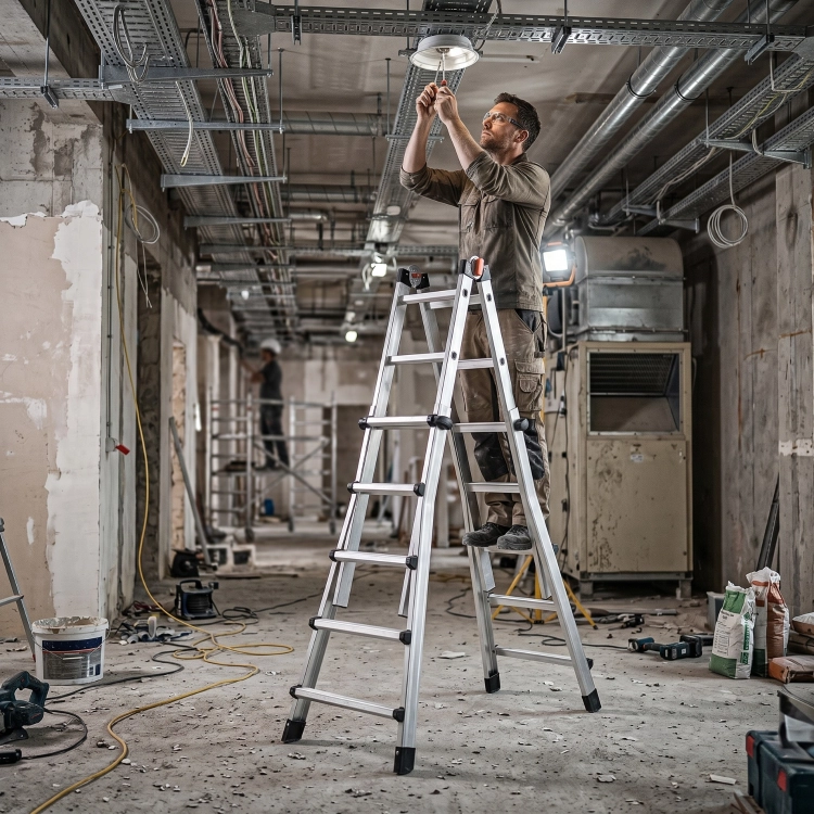 Drabina aluminiowa teleskopowa 5,7 m GIERRE 5+5 na schody przegubowa 150 kg