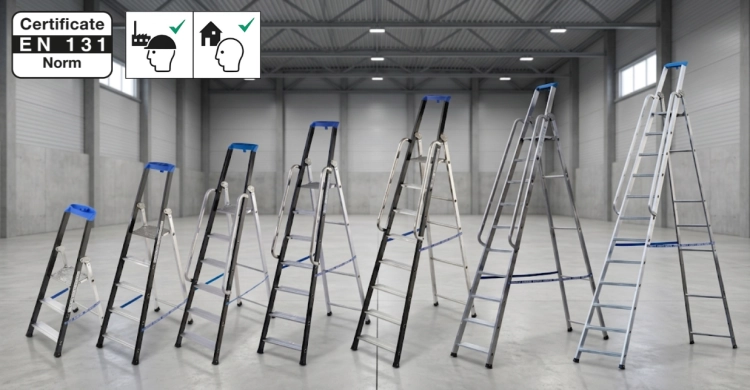 Drabina aluminiowa jednostronna GIERRE 3 stopnie podest 150 kg 2,63 m