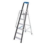 Drabina aluminiowa profesjonalna jednostronna magazynowa montażowa z poręczami GIERRE 6 stopni 150 kg dla przemysłu