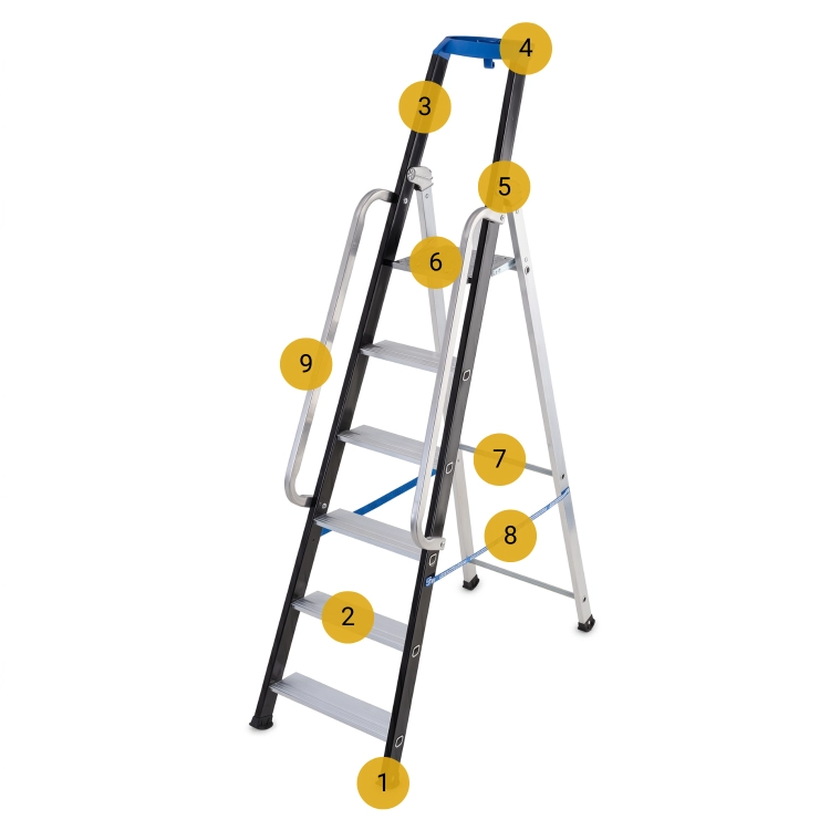 Drabina aluminiowa jednostronna GIERRE 6 stopni podest 150 kg 3,35 m