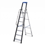 Drabina aluminiowa profesjonalna jednostronna magazynowa montażowa z poręczami GIERRE 7 stopni 150 kg dla przemysłu