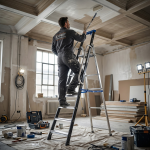 Drabina aluminiowa jednostronna GIERRE 8 stopni podest 150 kg 3,84 m