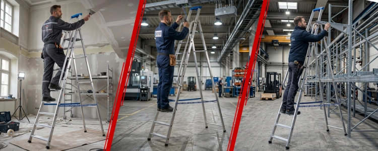 Drabina aluminiowa jednostronna GIERRE 10 stopni podest 150 kg 4,32 m