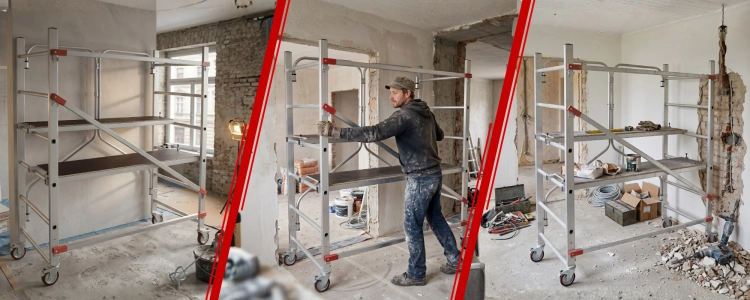 Rusztowanie jezdne GIERRE G-FX002FL 2,93 m składane hamulec dwa podesty 150 kg