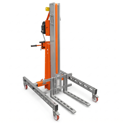 Aluminiowy jezdny elektryczny podnośnik materiałów HW03EL Faraone 200 kg 4,45 m