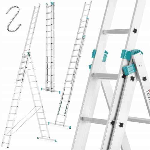 Drabina aluminiowa 3x12 wielofunkcyjna MOCNA 7,98m uniwersalna udźwig 150kg