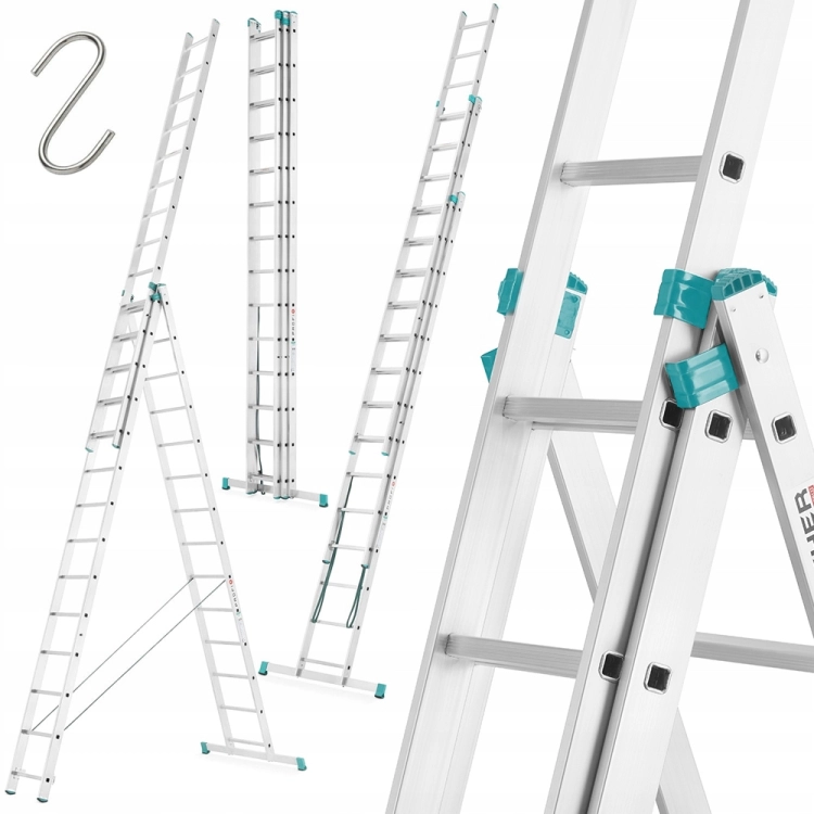 Drabina aluminiowa 3x12 wielofunkcyjna MOCNA 7,98m uniwersalna udźwig 150kg