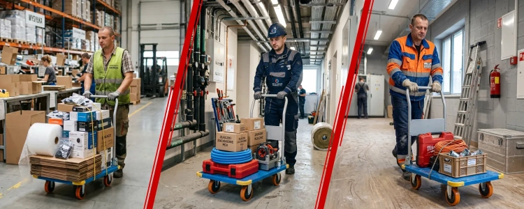 Wózek platformowy transportowy magazynowy 700 kg HIGHER pełne koła