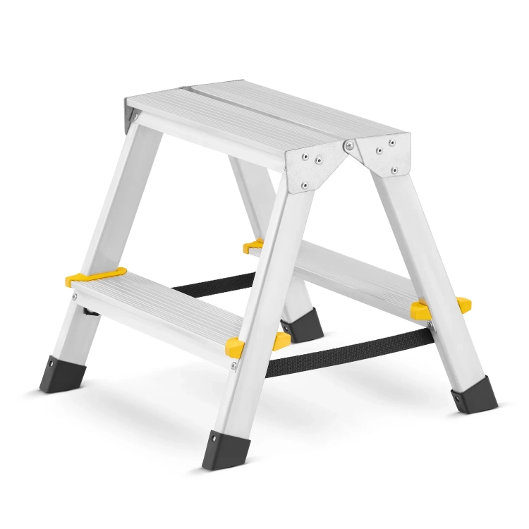 Drabina aluminiowa domowa dwustronna składana HIGHER 2x2 stopnie taboret podnóżek schodek