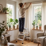 Drabina aluminiowa domowa dwustronna składana HIGHER 2x3 stopnie taboret podnóżek schodek