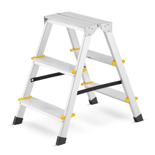 Drabina aluminiowa domowa dwustronna składana HIGHER 2x3 stopnie taboret podnóżek schodek