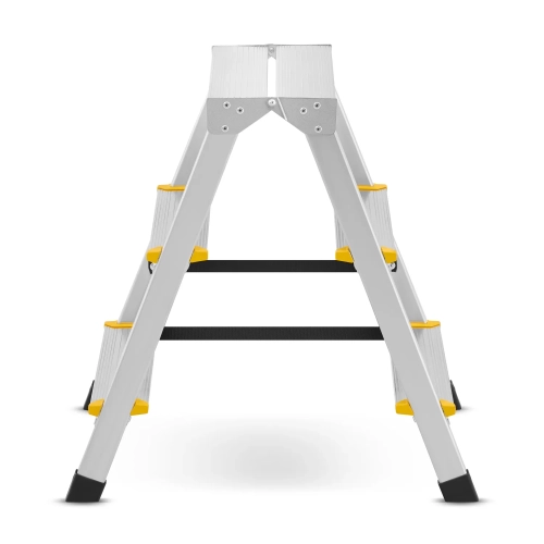 Drabina aluminiowa domowa dwustronna składana HIGHER 2x3 stopnie taboret podnóżek schodek