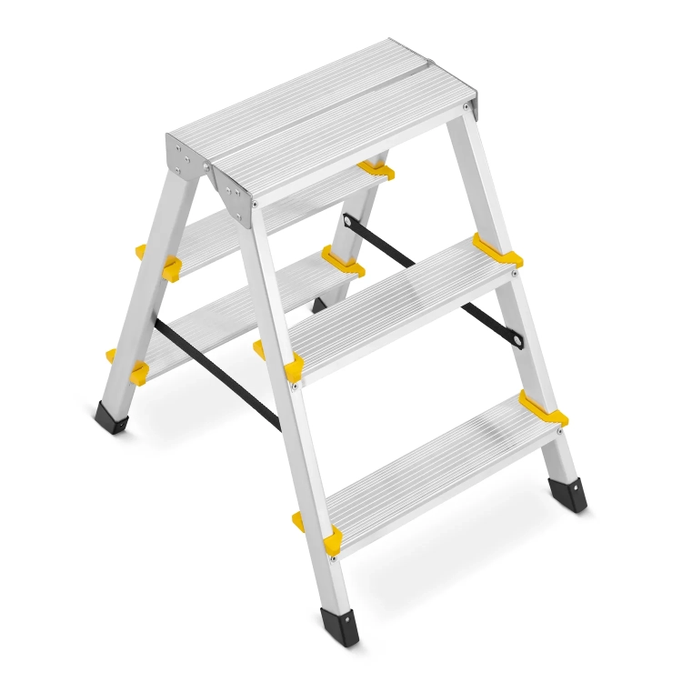 Drabina aluminiowa domowa dwustronna składana HIGHER 2x3 stopnie taboret podnóżek schodek
