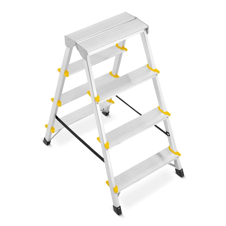 Drabina aluminiowa domowa dwustronna składana HIGHER 2x4 stopnie taboret podnóżek schodek
