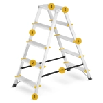 Drabina aluminiowa domowa dwustronna składana HIGHER 2x5 stopni taboret podnóżek schodek