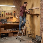 Drabina aluminiowa domowa dwustronna składana HIGHER 2x5 stopni taboret podnóżek schodek