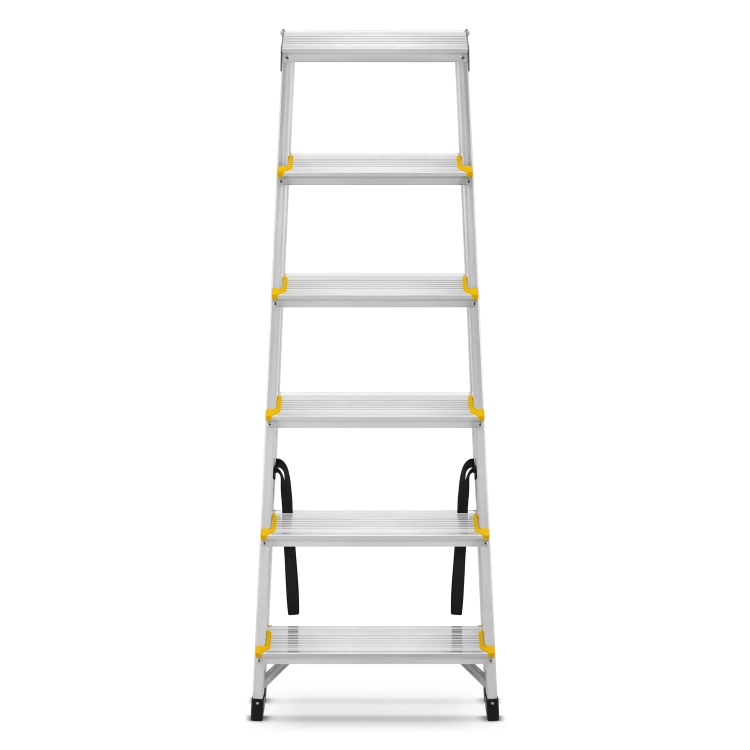 Drabina aluminiowa domowa dwustronna składana HIGHER 2x6 stopni taboret podnóżek schodek