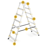 Drabina aluminiowa domowa dwustronna składana HIGHER 2x7 stopni taboret podnóżek schodek