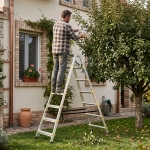 Drabina aluminiowa domowa dwustronna składana HIGHER 2x7 stopni taboret podnóżek schodek