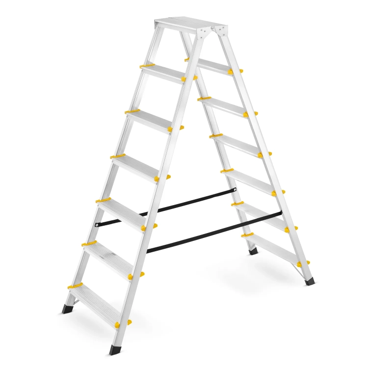 Drabina aluminiowa domowa dwustronna składana HIGHER 2x7 stopni taboret podnóżek schodek